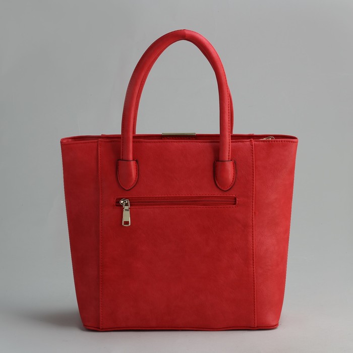 Сумка женская на молнии, 1 отдел с перегородкой, 1 наружный карман, красная