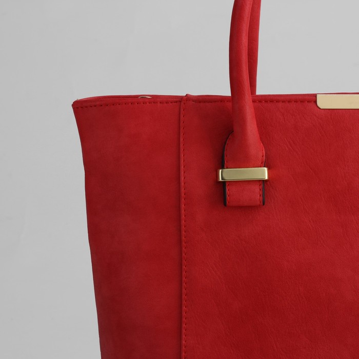 Сумка женская на молнии, 1 отдел с перегородкой, 1 наружный карман, красная