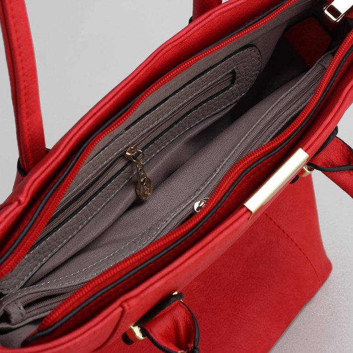 Сумка женская на молнии, 1 отдел с перегородкой, 1 наружный карман, красная