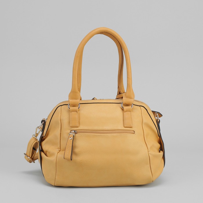 Сумка женская на молнии, 1 отдел, 1 наружный карман, длинный ремень, бежевая