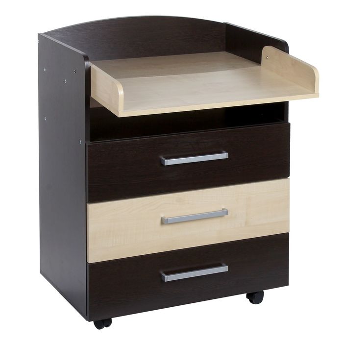 Комод детский пеленальный «Кристалл 4», 3 выдвижных ящика, цвет венге/клён