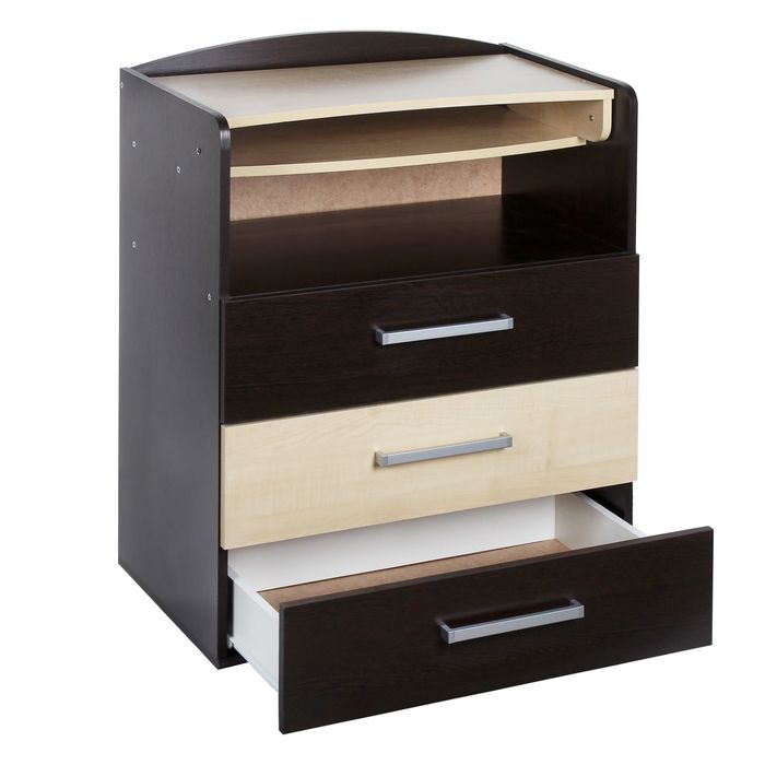 Комод детский пеленальный «Кристалл 4», 3 выдвижных ящика, цвет венге/клён