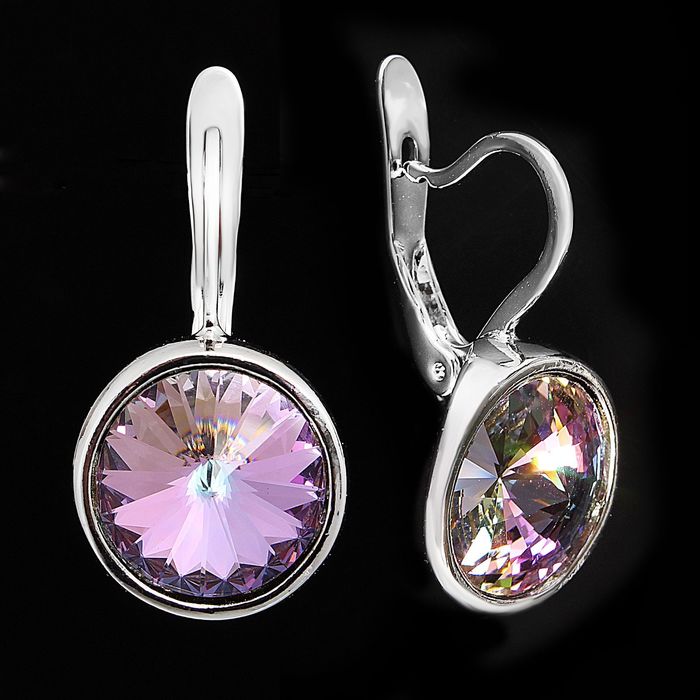 Серьги "Альхена", цвет радужно- розовый в серебре