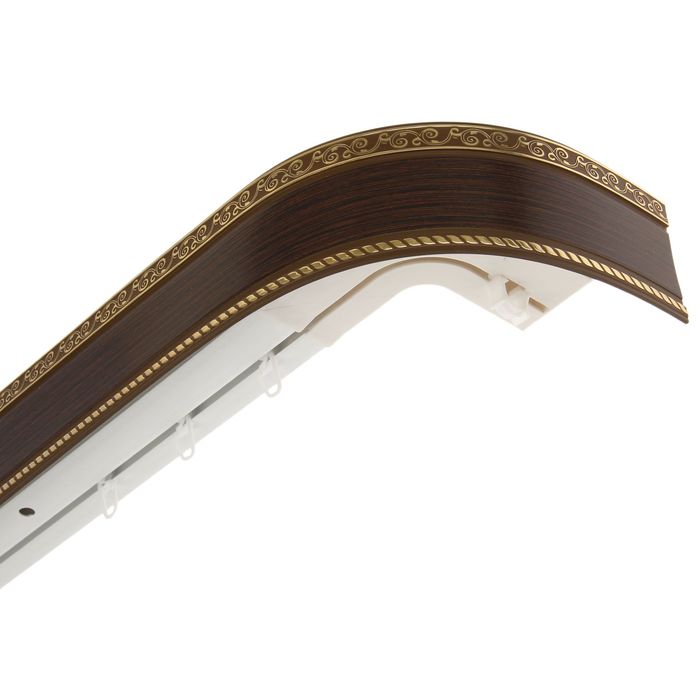 Карниз трехрядный 260 см, с декоративной планкой 7 см, "Ультракомпакт. Есенин золото", цвет венге