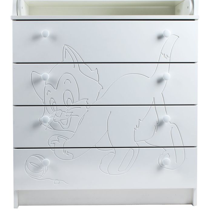 Комод детский пеленальный «Котёнок» с фрезеровкой, 4 выдвижных ящика, цвет белый