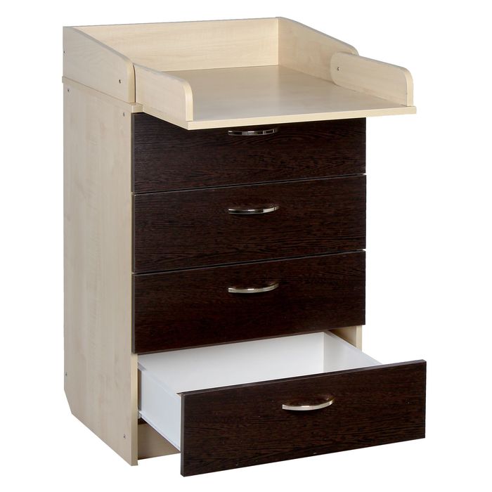 Комод детский пеленальный, 4 выдвижных ящика, цвет клён/венге
