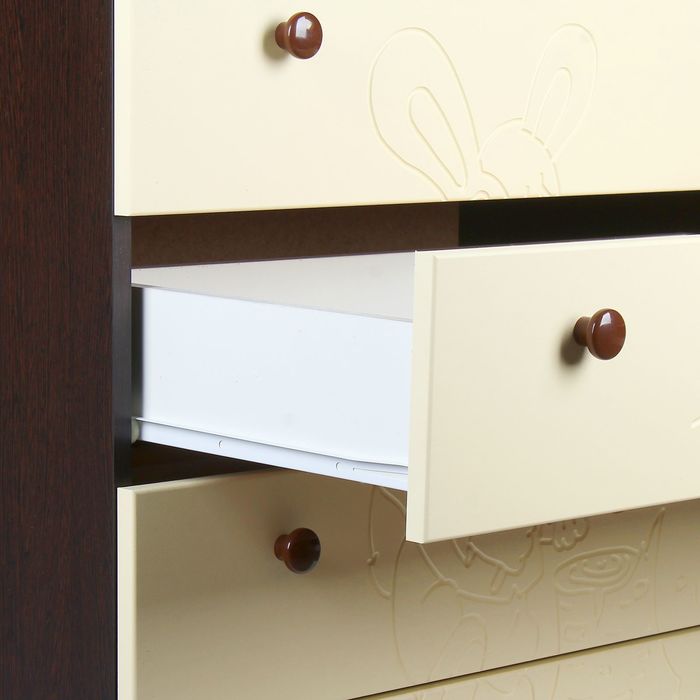 Комод детский пеленальный «Зайка» с фрезеровкой, 4 выдвижных ящика, цвет венге/ваниль