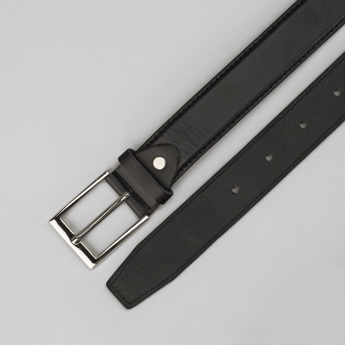 Ремень мужской, винт, пряжка под металл, ширина - 3,5см, чёрный