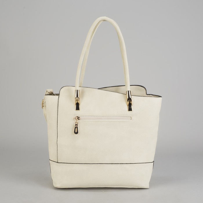 Сумка женская на молнии, 1 отдел с перегородкой, 2 наружных кармана, длинный ремень, цвет молочный