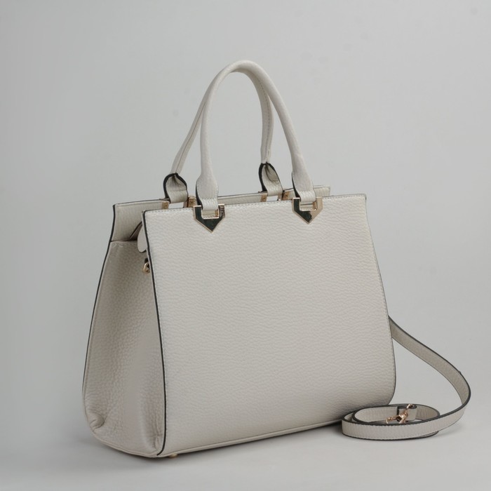 Сумка женская на молнии, 1 отдел с перегородкой, 1 наружный карман, цвет молочный