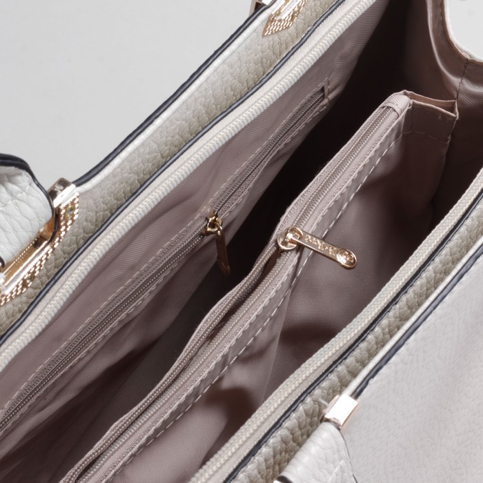 Сумка женская на молнии, 1 отдел с перегородкой, 1 наружный карман, цвет молочный