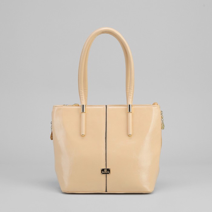 Сумка женская на молнии, 1 отдел с перегородкой, 1 наружный карман, бежевая