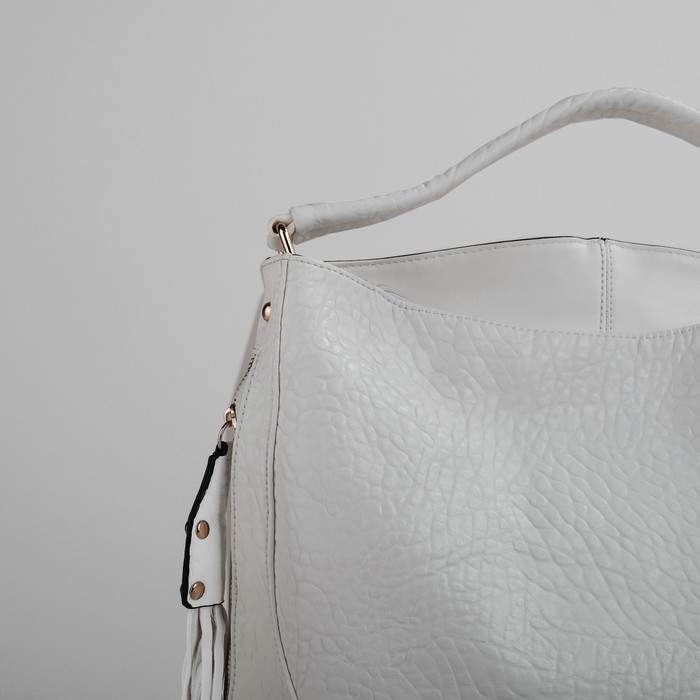 Сумка женская на молнии, 1 отдел с перегородкой, 2 наружных кармана, белая