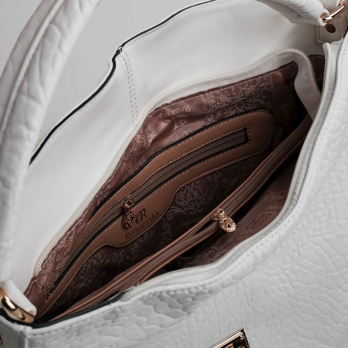 Сумка женская на молнии, 1 отдел с перегородкой, 2 наружных кармана, белая