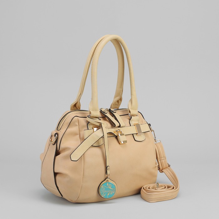 Сумка женская на молнии, 1 отдел, 1 наружный карман, длинный ремень, цвет молочный