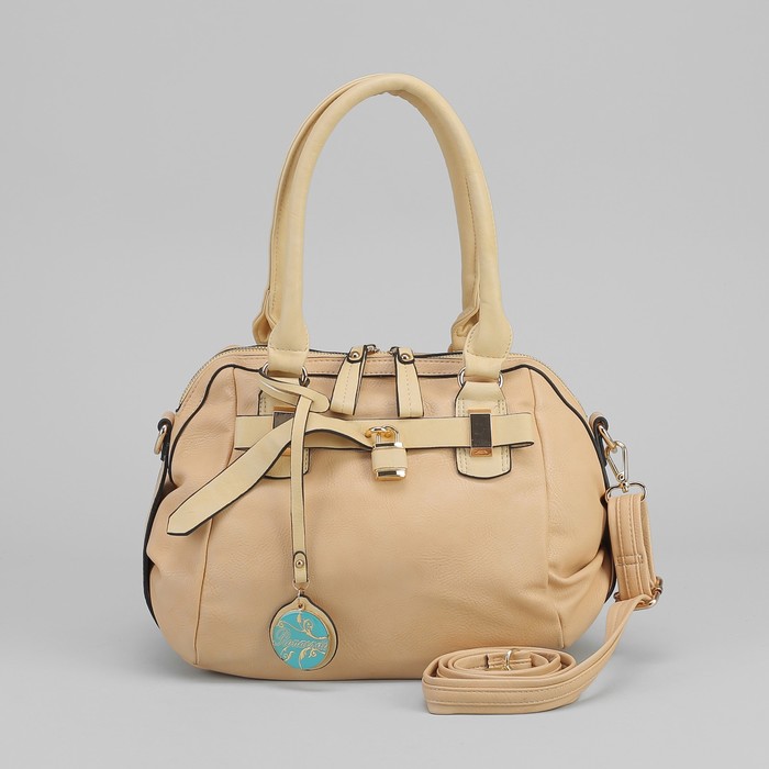 Сумка женская на молнии, 1 отдел, 1 наружный карман, длинный ремень, цвет молочный