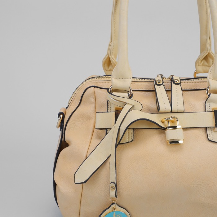 Сумка женская на молнии, 1 отдел, 1 наружный карман, длинный ремень, цвет молочный