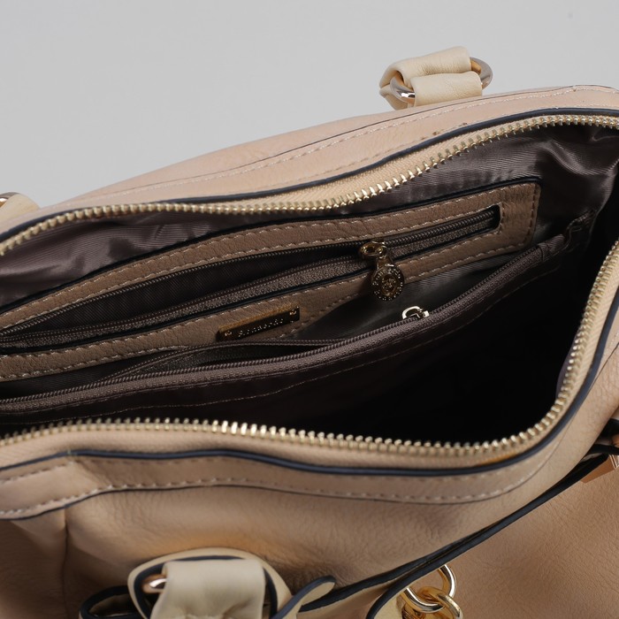 Сумка женская на молнии, 1 отдел, 1 наружный карман, длинный ремень, цвет молочный