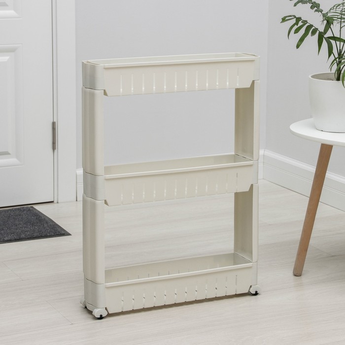 

Этажерка для бутылок 3-х-секционная, напольная, 49,5×21,5×12 см, на колёсиках, цвет МИКС