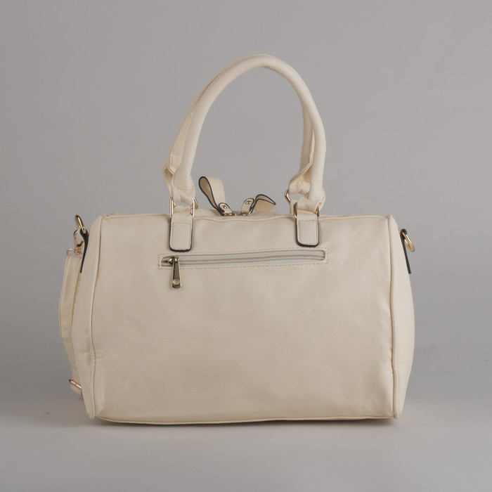 Сумка женская на молнии, 1 отдел, наружный карман, длинный ремень, молочный