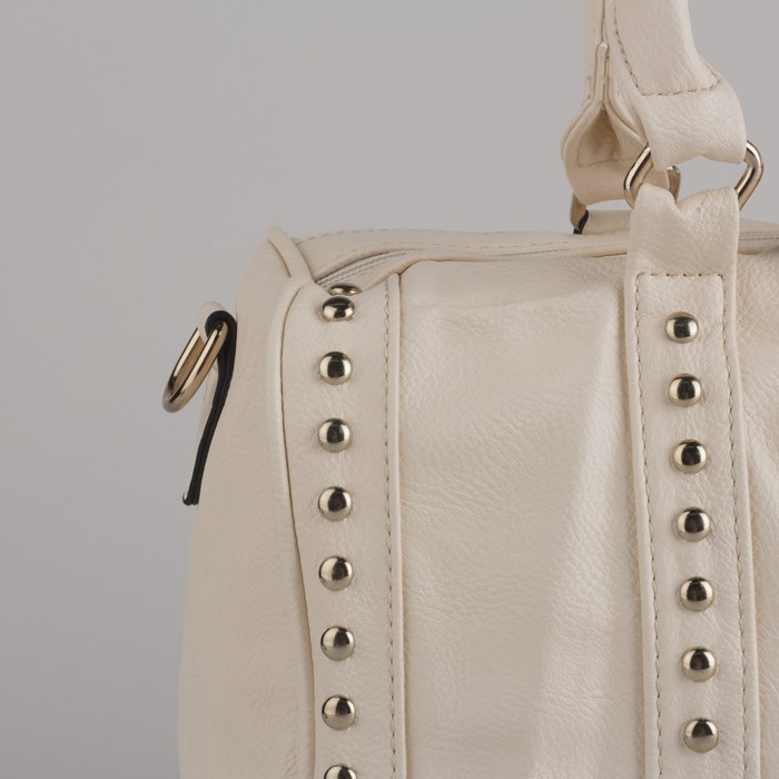 Сумка женская на молнии, 1 отдел, наружный карман, длинный ремень, молочный