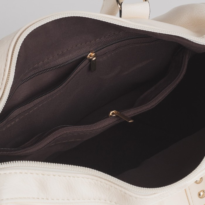 Сумка женская на молнии, 1 отдел, наружный карман, длинный ремень, молочный