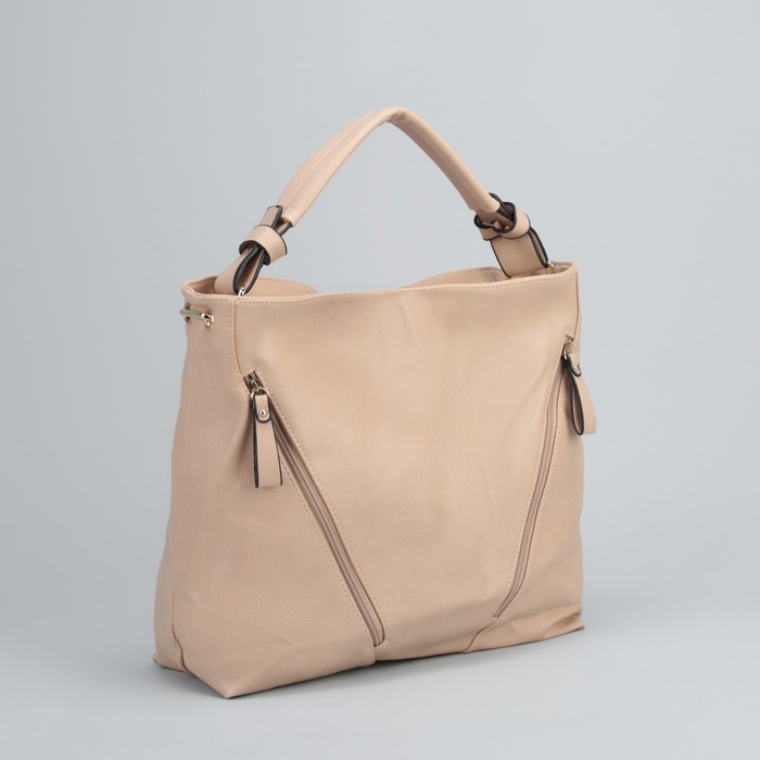 Сумка женская на молнии, 1 отдел с перегородкой, 3 наружных кармана, бежевый