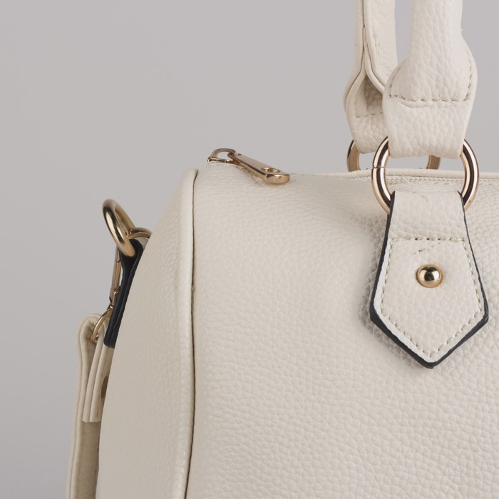 Сумка женская на молнии, 1 отдел, наружный карман, длинный ремень, молочный