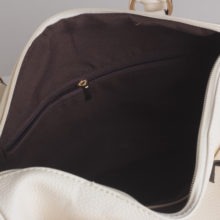 Сумка женская на молнии, 1 отдел, наружный карман, длинный ремень, молочный