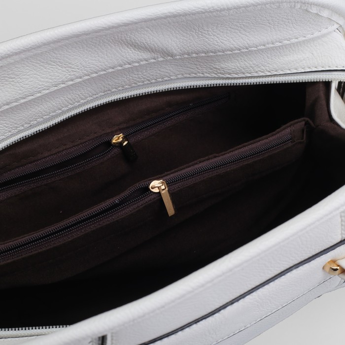 Сумка женская на молнии, 1 отдел с перегородкой, наружный карман, белый