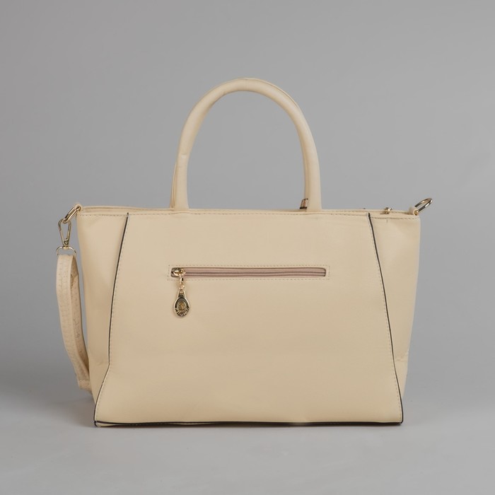 Сумка женская на молнии, 1 отдел с перегородкой, длинный ремень, цвет бежевый