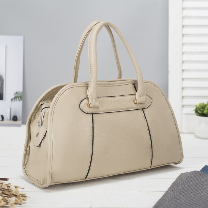 Сумка женская на молнии, 1 отдел с перегородкой, наружный карман, бежевый