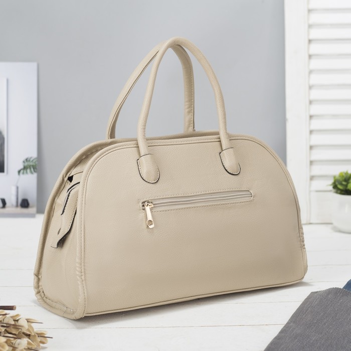 Сумка женская на молнии, 1 отдел с перегородкой, наружный карман, бежевый