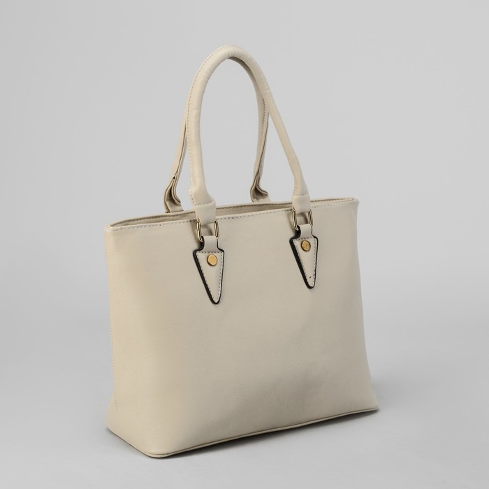 Сумка женская на молнии, 1 отдел с перегородкой, наружный карман, молочный