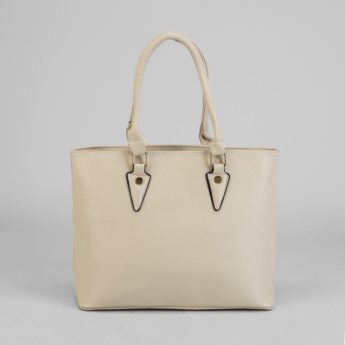 Сумка женская на молнии, 1 отдел с перегородкой, наружный карман, молочный