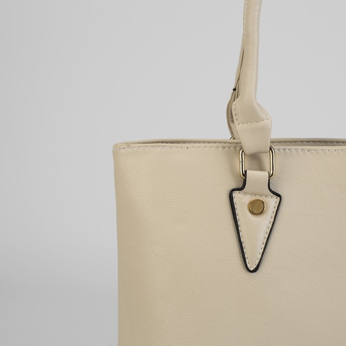 Сумка женская на молнии, 1 отдел с перегородкой, наружный карман, молочный