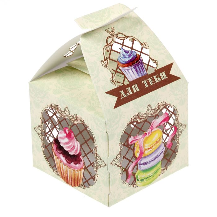 Коробка складная бонбоньерка "Сладкие мгновенья", 7 х 7 х 10 см