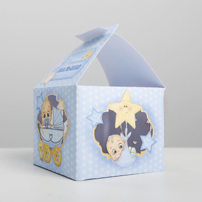 Коробка складная бонбоньерка "С Рождением малыша", 7 х 7 х 10 см