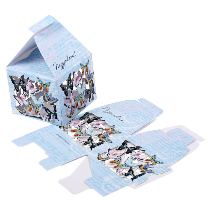 Коробка складная бонбоньерка "Поздравляю!", 7 х 7 х 10 см