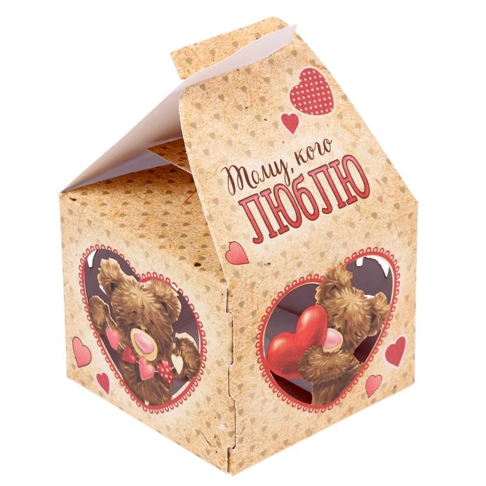 Коробка складная бонбоньерка "Тому, кого люблю", 7 х 7 х 10 см
