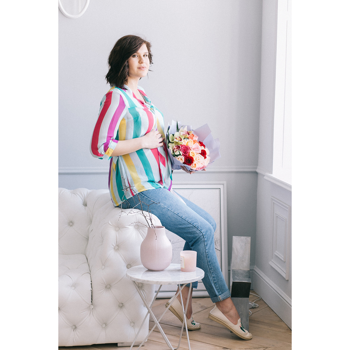 Блузка для беременных 2207, цвет в полоску, размер 48, рост 170