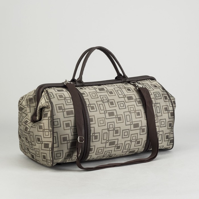 Сумка дорожная на молнии "Прямоугольник", 1 отдел, 1 наружный карман, бежевая