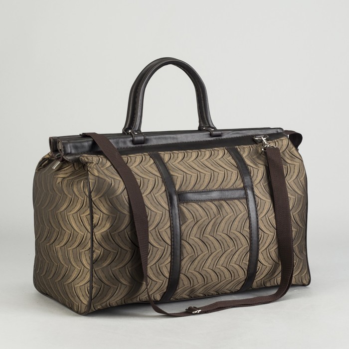 Сумка дорожная на молнии "Веер", 1 отдел, 1 наружный карман, коричневая