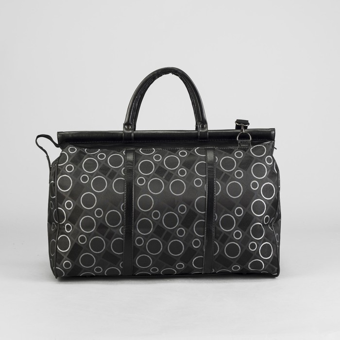 Сумка дорожная на молнии "Круги", 1 отдел, 1 наружный карман, чёрная