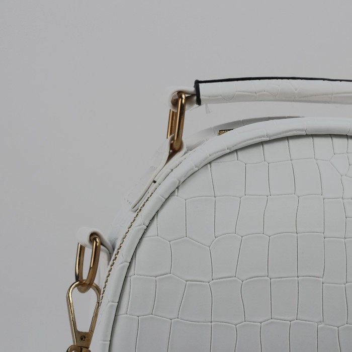 Сумка женская на молнии, 1 отдел, длинный ремень, белый