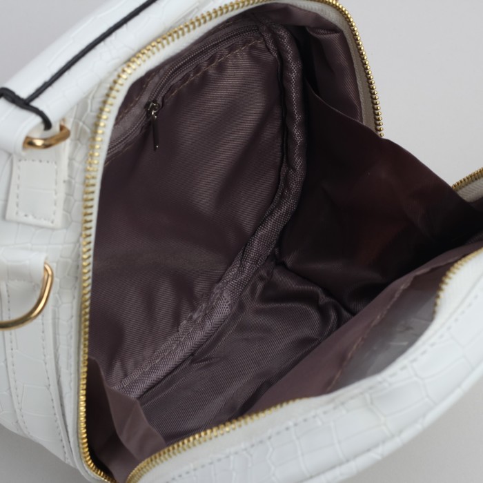 Сумка женская на молнии, 1 отдел, длинный ремень, белый