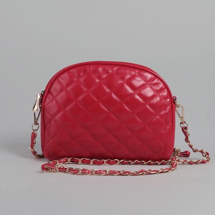 Сумка женская на молнии, 1 отдел, длинный ремень, красный