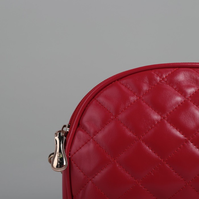 Сумка женская на молнии, 1 отдел, длинный ремень, красный