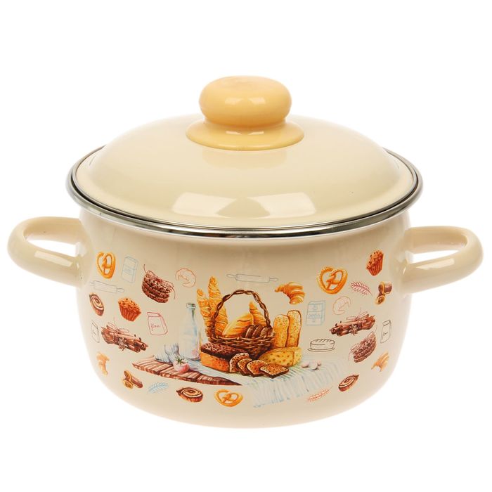 Кастрюля сферическая 2 л "Хлеб", цвет слоновая кость