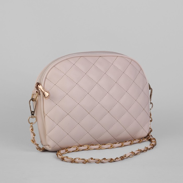 Сумка женская на молнии, 1 отдел, длинный ремень, молочный